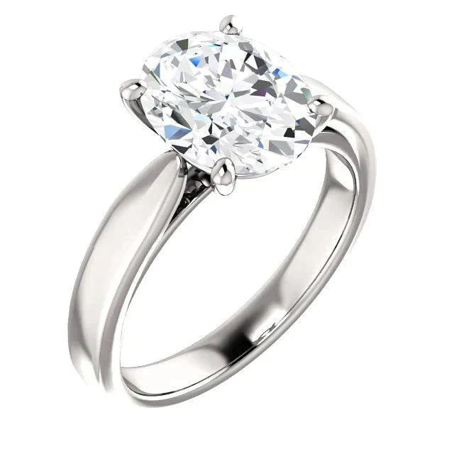 Kathedraal Instelling Solitaire Echt Diamanten Ring Ovaal 3.50 Karaat