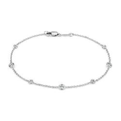 Kettingarmband Echt Diamant Op Maat Gesneden Station Witgoud 14K 3 Ct