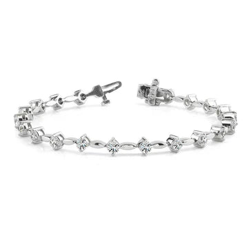 Klassieke 4 Karaats Ronde Geslepen Echt Diamanten Schakelarmband Wit Goud 14K