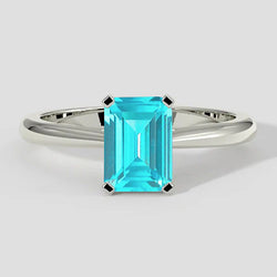 Klassieke Paraiba ring met 2 karaat smaragdgeslepen diamant