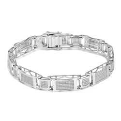 Klein Briljant Geslepen 8,90 Karaat Echt Diamanten Heren armband 14K Witgoud