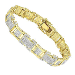 Kleine Briljantslijpsel 9.25 Karaat Natuurlijke uit de aarde gewonnen Diamanten Herenarmband 14K YG Nieuw
