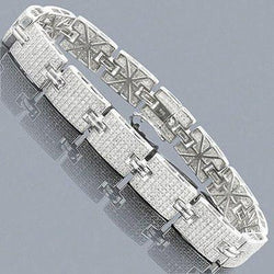 Kleine Ronde 17.50 Karaat Natuurlijke uit de aarde gewonnen Diamanten Heren Schakelarmband 14K WG Nieuw