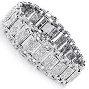 Kleine Ronde Geslepen 18 Karaat Echt Diamanten Heren Armband Goud Wit 14K