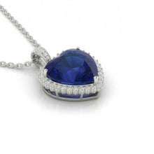 Afbeelding in Gallery-weergave laden, IGI GECERTIFICEERDE Koninklijk Blauwe Saffier Halo Hart Hanger
