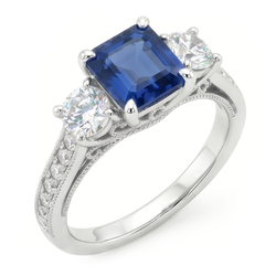 Korenbloem Saffier Edelsteen Ring – 14K Witgoud 5 karaat