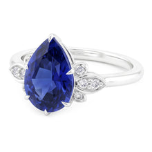 Afbeelding in Gallery-weergave laden, Korenbloem Saffier Gekleurde Steen Ring 2 karaat – 14K Witgoud
