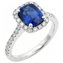 Afbeelding in Gallery-weergave laden, Kussen Ceylon Sapphire Diamanten Ring Gouden Sieraden 3.00 Ct
