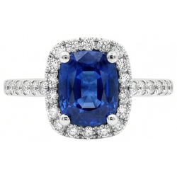 Kussen Ceylon Sapphire Diamanten Ring Gouden Sieraden 3.00 Ct