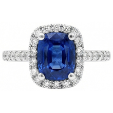 Afbeelding in Gallery-weergave laden, Kussen Ceylon Sapphire Diamanten Ring Gouden Sieraden 3.00 Ct
