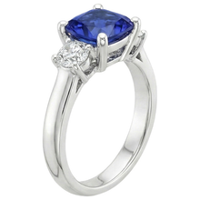 Afbeelding in Gallery-weergave laden, echte round saffier 3.25karaat ring profielweergave
