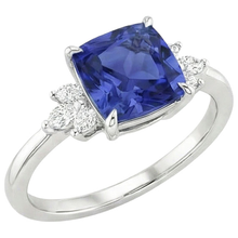 Afbeelding in Gallery-weergave laden, echte cushion saffier 3.25karaat ring bovenaanzicht
