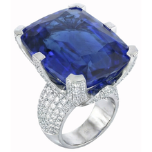 Afbeelding in Gallery-weergave laden, Kussen Geslepen Ceylonese Kleur Blauwe Saffier En Ronde IGI GECERTIFICEERDE Diamanten 8.51 Karaat Ring
