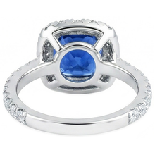 Afbeelding in Gallery-weergave laden, Kussen Ceylon blauwe saffier met Natuurlijke echte diamanten ( niet in een laboratorium gekweekt ) 2,50 ct. Ring
