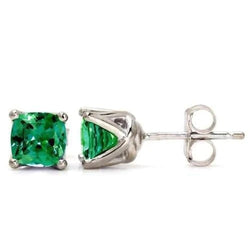 Kussen Criss Cross Solitaire Oorbellen Groene Smaragd 4 Ct Dames Studs Goud Wit 14K