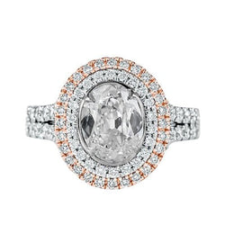 Ovale Dubbele Halo Ring Oude Mijnwerker Echte Natuurlijke uit de aarde gewonnen Diamant Kastzetting 5.25 Karaat