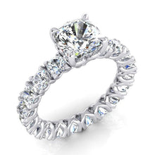 Afbeelding in Gallery-weergave laden, Kussen Geslepen Echt Diamanten Ring 3 Karaat met Ronde Diamanten
