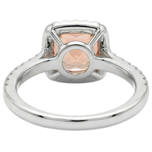 Afbeelding in Gallery-weergave laden, Kussen Morganite en Natuurlijke echte diamant ( niet in het laboratorium gekweekt ) 27 kt ring wit goud 14k

