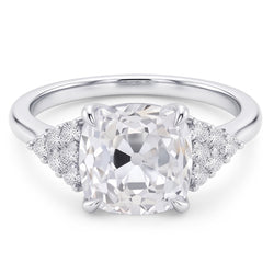 Kussen Natuurlijke uit de aarde gewonnen Diamant Adelaarsklauw Ring Oud Europees Geslepen Witgoud Prong Zetting