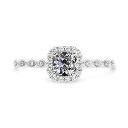 Kussen Old Mine Cut Echt Diamond Halo Ring 3,50 Karaat 14K Goud