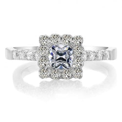 Kussen Old Mine Cut Echt Diamond Halo Ring Bloemstijl 6,50 karaat