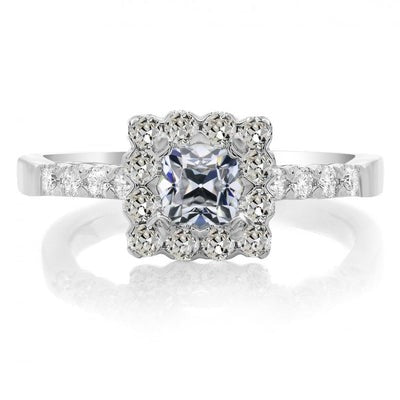 Kussen Old Mine Cut Echt Diamond Halo Ring Bloemstijl 6,50 karaat