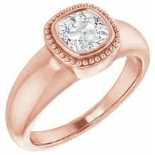 Afbeelding in Gallery-weergave laden, Kussen Oude Mijnwerker Natuurlijke uit de aarde gewonnen Diamanten Solitaire Ring Lunette met Kraaltjes Stijl 2 Karaat
