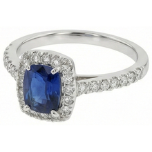 Afbeelding in Gallery-weergave laden, Kussen Saffier Met Ronde Diamant 3,90 Ct. Ring Wit Goud 14K

