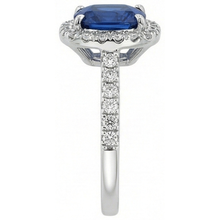 Afbeelding in Gallery-weergave laden, Kussen Saffier Met Ronde Diamant 3,90 Ct. Ring Wit Goud 14K
