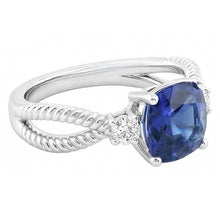 Afbeelding in Gallery-weergave laden, echte round saffier 2karaat ring close-up detail

