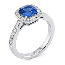 Afbeelding in Gallery-weergave laden, Kussen Sri Lanka Blauwe Saffier Diamanten 3.40 Ct Ring Wit Goud 14K
