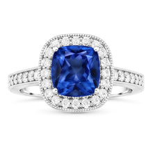 Afbeelding in Gallery-weergave laden, Kussen Sri Lanka Blauwe Saffier Diamanten 3.40 Ct Ring Wit Goud 14K
