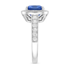 Afbeelding in Gallery-weergave laden, Kussen Sri Lanka Blauwe Saffier Diamanten 3.40 Ct Ring Wit Goud 14K
