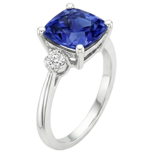Afbeelding in Gallery-weergave laden, echte cushion saffier 2.75karaat ring profielweergave
