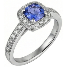 Afbeelding in Gallery-weergave laden, Kussen Tanzaniet Diamanten 2 Karaat Halo Ring Wit Goud 14K
