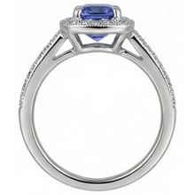 Afbeelding in Gallery-weergave laden, Kussen Tanzaniet Diamanten 2 Karaat Halo Ring Wit Goud 14K
