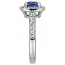 Afbeelding in Gallery-weergave laden, Kussen Tanzaniet Diamanten 2 Karaat Halo Ring Wit Goud 14K

