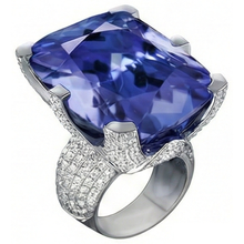 Afbeelding in Gallery-weergave laden, echte round tanzaniet 8.50karaat ring close-up detail
