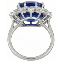 Afbeelding in Gallery-weergave laden, Kussen Tanzaniet met ronde Natuurlijke echte diamanten ( niet in een laboratorium gekweekt ) 5 kt ring nieuw wit goud 14k
