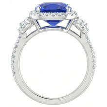 Afbeelding in Gallery-weergave laden, Kussenslijpsel Sri Lankaanse Saffier Natuurlijke uit de aarde gewonnen Diamanten Ring Witgoud 14K 5 Ct
