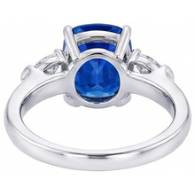 Afbeelding in Gallery-weergave laden, Kussen geslepen Sri Lankaanse saffier Natuurlijke echte diamanten ( niet in een laboratorium gekweekt ) ring wit goud 14K 5 Ct
