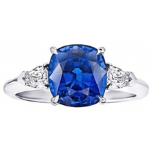 Afbeelding in Gallery-weergave laden, Kussen geslepen Sri Lankaanse saffier Natuurlijke echte diamanten ( niet in een laboratorium gekweekt ) ring wit goud 14K 5 Ct
