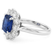 Afbeelding in Gallery-weergave laden, Kussen geslepen saffier met Natuurlijke echte diamanten ( niet in een laboratorium gekweekt ) 3,50 ct jubileum ring wit
