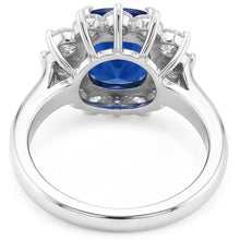 Afbeelding in Gallery-weergave laden, Kussen geslepen saffier met Natuurlijke echte diamanten ( niet in een laboratorium gekweekt ) 3,50 ct jubileum ring wit
