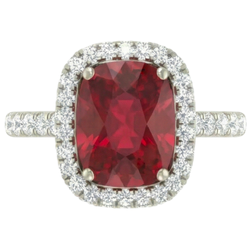Kussenslijpsel Rode Robijn IGI GECERTIFICEERD Met Diamanten Ring 10.75 Karaat Sieraden Witgoud