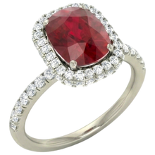 Afbeelding in Gallery-weergave laden, Kussenslijpsel Rode Robijn IGI GECERTIFICEERD Met Diamanten Ring 10.75 Karaat Sieraden Witgoud

