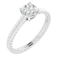 Kussen Oud Geslepen Natuurlijke uit de aarde gewonnen Diamanten Solitaire Ring Prong Gezet Touw Stijl 3 Karaat