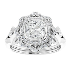 Kussen Oud Mijn Slijpsel Natuurlijk uit de aarde gewonnen Diamanten Dubbele Halo Ring Kastzetting 6.75 Karaat