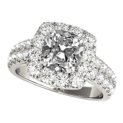 Kussen Oud Mijn Slijpsel Natuurlijke uit de aarde gewonnen Diamanten Halo Ring Dubbele Schacht 9.50 Karaat