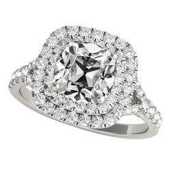 Kussen Oude Mijnwerker Natuurlijke Echte Diamant (Niet labgekweekt) Dubbele Halo Ring Gespleten Schacht 9.50 Karaat